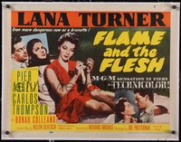 7a0485 FLAME & THE FLESH linen style B 1/2sh 1954 sexy brunette bad girl Lana Turner, Angeli, rare!