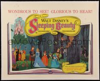 7a0494 SLEEPING BEAUTY linen 1/2sh 1959 Disney cartoon fairy tale fantasy classic, colorful image!