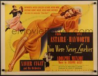 7a0107 YOU WERE NEVER LOVELIER style B 1/2sh 1942 sexiest Rita Hayworth with Fred Astaire, rare!