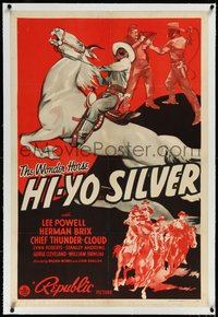 7a0641 HI-YO SILVER linen 1sh 1940 art of the original Lone Ranger on his horse Silver, ultra rare!