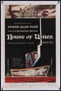 7a0652 HOUSE OF USHER linen 1sh 1960 Edgar Allan Poe's tale of the ungodly & evil, Reynold Brown art!