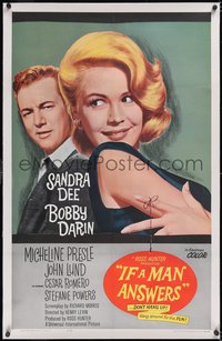 7a0659 IF A MAN ANSWERS linen 1sh 1962 c/u of sexy Sandra Dee & Bobby Darin, hang around for fun!