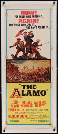 7a0442 ALAMO linen insert R1967 John Wayne & Richard Widmark in the Texas War of Independence!