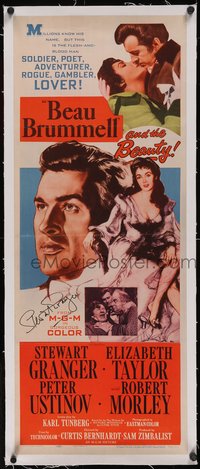 7a0443 BEAU BRUMMELL signed linen insert 1954 by Stewart Granger, who's with beauty Elizabeth Taylor!