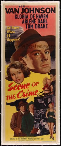 7a0453 SCENE OF THE CRIME linen insert 1949 Van Johnson, Gloria DeHaven, Arlene Dahl, ultra rare!