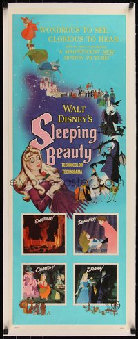 7a0455 SLEEPING BEAUTY linen insert 1959 Walt Disney cartoon fantasy classic, great art + 4 scenes!