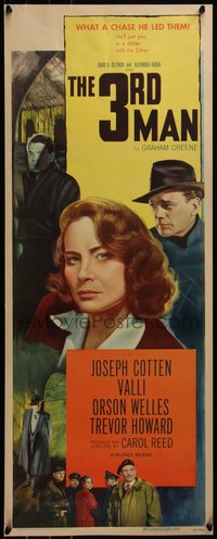 7a0217 THIRD MAN insert 1949 Joseph Cotten, Valli, Orson Welles, Carol Reed classic film noir!