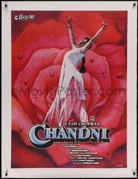 7a0300 MOONLIGHT linen Indian 1991 Yash Chopra's Chandni, art of pretty Sridevi over rose!