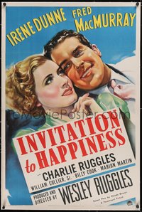 7a0664 INVITATION TO HAPPINESS linen 1sh 1939 wonderful art of Irene Dunne & Fred MacMurray, rare!