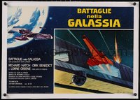 7a0345 BATTLESTAR GALACTICA linen Italian 18x26 pbusta 1978 cool Ralph McQuarrie space ship art!