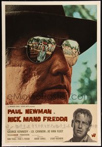 7a0096 COOL HAND LUKE Italian 18x27 pbusta 1967 great close up of Paul Newman in Woodward's glasses!