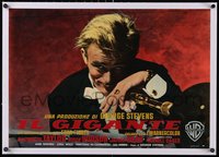 7a0346 GIANT linen Italian 19x27 pbusta 1957 drunken James Dean in tuxedo, George Stevens, rare!