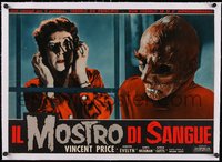 7a0349 TINGLER linen Italian 19x27 pbusta 1962 William Castle, great c/u of monster & scared woman!