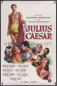 7a0671 JULIUS CAESAR linen 1sh 1953 art of Marlon Brando, James Mason & Greer Garson, Shakespeare