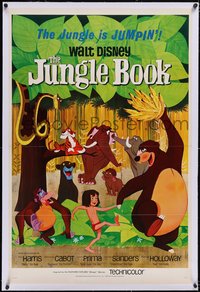 7a0672 JUNGLE BOOK linen 1sh 1967 Walt Disney cartoon classic, great image of Mowgli & friends!