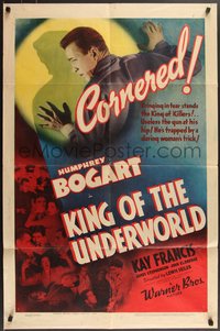 7a0041 KING OF THE UNDERWORLD 1sh 1939 King of Killers Humphrey Bogart & Kay Francis, ultra rare!