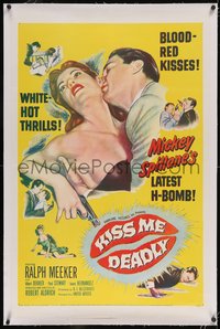 7a0677 KISS ME DEADLY linen 1sh 1955 Mickey Spillane, Robert Aldrich, Ralph Meeker as Mike Hammer