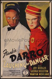 7a0180 LAUGHING AT DANGER 1sh 1940 art of bellboy Frankie Darro with porter Mantan Moreland, rare!