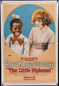 7a0686 LITTLE DIPLOMAT linen 1sh 1919 Baby Marie Osborne, Sunshine Sammy as Little Sambo, ultra rare!