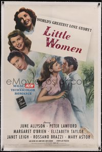 7a0687 LITTLE WOMEN linen 1sh 1949 June Allyson, Elizabeth Taylor, Peter Lawford, Janet Leigh