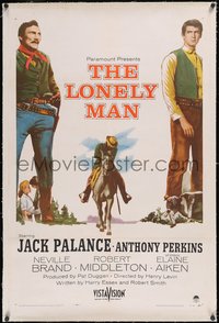 7a0689 LONELY MAN linen 1sh 1957 full-length art of Jack Palance & Anthony Perkins!