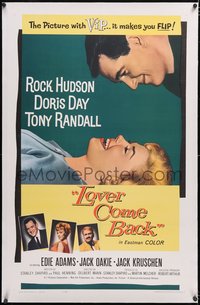 7a0695 LOVER COME BACK linen 1sh 1962 Rock Hudson, Doris Day, Tony Randall, Edie Adams, Kruschen!