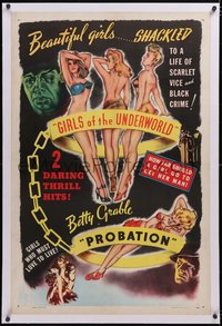 7a0700 MAD YOUTH/PROBATION linen 1sh 1946 misleading Betty Grable art, beautiful girls love to live!