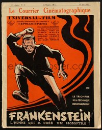 7a0010 LE COURRIER CINEMATOGRAPHIQUE French exhibitor magazine June 25, 1932 Frankenstein cover art!