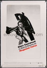 7a0702 MAGNUM FORCE linen 1sh 1973 best image of Clint Eastwood is Dirty Harry pointing his huge gun!