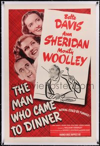 7a0704 MAN WHO CAME TO DINNER linen 1sh 1942 Bette Davis, Ann Sheridan, Jimmy Durante, Monty Woolley