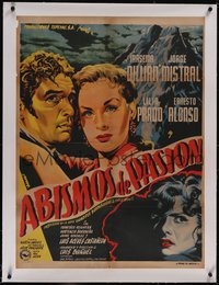 7a0401 ABISMOS DE PASION linen Mexican poster 1954 Luis Bunuel's version of Wuthering Heights!