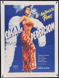 7a0403 CASA DE PERDICION linen Mexican poster 1956 Maria Antonieta Pons in see-through pepper dress!