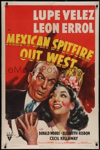 7a0712 MEXICAN SPITFIRE OUT WEST linen 1sh 1940 great artwork of Leon Errol & sexy Lupe Velez!