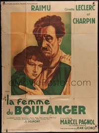 7a0119 BAKER'S WIFE Monacan 41x62 1938 Marcel Pagnol, wonderful art of Raimu & Leclerc, ultra rare!