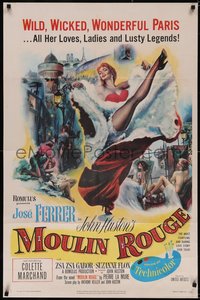 7a0182 MOULIN ROUGE 1sh 1953 Jose Ferrer as Toulouse-Lautrec, Zsa Zsa Gabor, art of lusty legends!