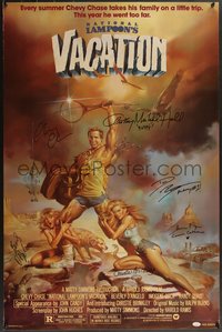 7a0170 NATIONAL LAMPOON'S VACATION signed studio style 1sh 1983 by Chevy Chase, D'Angelo & 4 others!