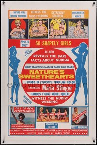 7a0723 NATURE'S SWEETHEARTS linen 1sh 1963 Bunny Yeager, bare facts of nudism, 50 shapely girls!