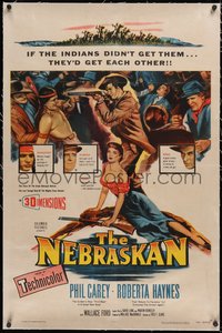 7a0724 NEBRASKAN linen 3D 1sh 1953 Phil Carey, Haynes, story of the great Indian betrayal, rare!