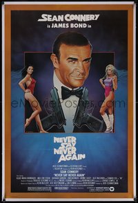 7a0725 NEVER SAY NEVER AGAIN linen 1sh 1983 art of Sean Connery as James Bond 007 by Rudy Obrero!