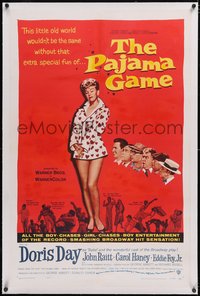 7a0746 PAJAMA GAME linen 1sh 1957 sexy full-length image of Doris Day, who chases boys!