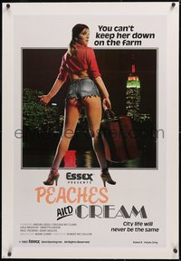 7a0748 PEACHES & CREAM linen 26x38 1sh 1982 you can't keep country girl Annette Haven on the farm!