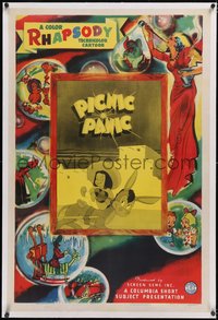 7a0752 PICNIC PANIC linen 1sh 1946 A Color Rhapsody Technicolor Cartoon, boy & donkey, ultra rare!