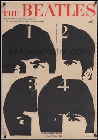 7a0361 HARD DAY'S NIGHT linen Polish 23x33 1965 great different Swierzy art of The Beatles, rare!