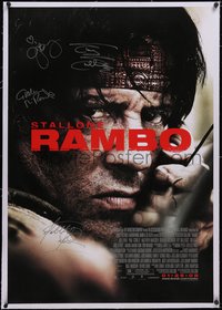 7a0762 RAMBO signed linen advance 1sh 2008 by Sylvester Stallone, Julie Benz, Marsden AND McTavish!