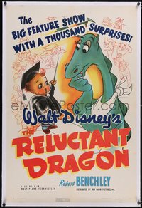 7a0765 RELUCTANT DRAGON linen 1sh 1941 a behind the scenes look at Walt Disney's animation studio!