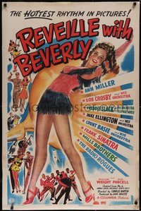 7a0769 REVEILLE WITH BEVERLY linen 1sh 1943 sexy Ann Miller, hottest thing in pictures, ultra rare!