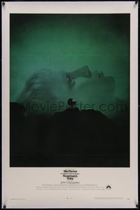 7a0773 ROSEMARY'S BABY linen 1sh 1968 Roman Polanski, Mia Farrow, creepy baby carriage horror image!