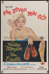 7a0045 SEVEN YEAR ITCH 1sh 1955 Billy Wilder, great art of sexy Marilyn Monroe w/shoes by Tom Ewell!