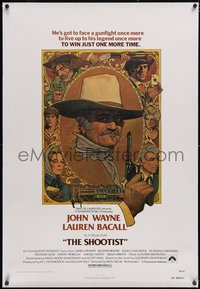 7a0786 SHOOTIST linen domestic 1sh 1976 best Richard Amsel art of aging gunfighter John Wayne & cast!