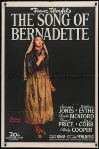 7a0047 SONG OF BERNADETTE style B 1sh 1943 art of angelic Jennifer Jones by Norman Rockwell, rare!